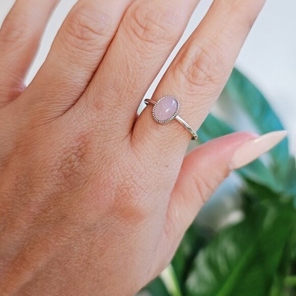 Sterling Silver Rose Quartz Ring, Stone of Love, Rose Quartz Jewelry, Gift Ideas - Picture 7 of 8